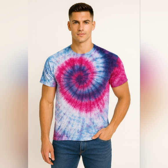 Fun Tie Dye Mens Large Spiral Design Tee Shirt - Picture 1 of 3